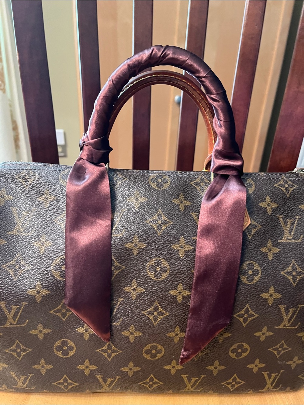 Purse scarf -Rich BROWN Handle covers set of 2
